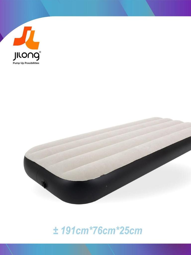 JILONG Inflatable Mattress with Flocking Bed Sheet and Pull Strap