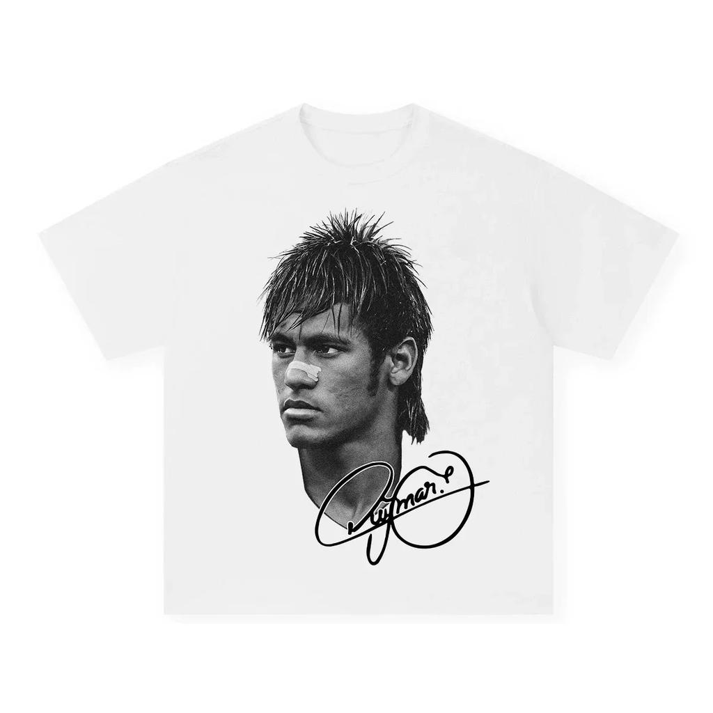 Neymar American Football Star Print Cotton Short-sleeved T-shirt Men Women Clothing Athleisure Print Fashion Oversize Casual Tee