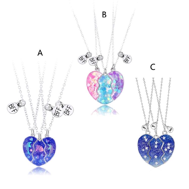 3 Pezzi Collana Girocollo Magnetica a Forma di Cuore Ottima per Amiche Catena a Cuore da Unire