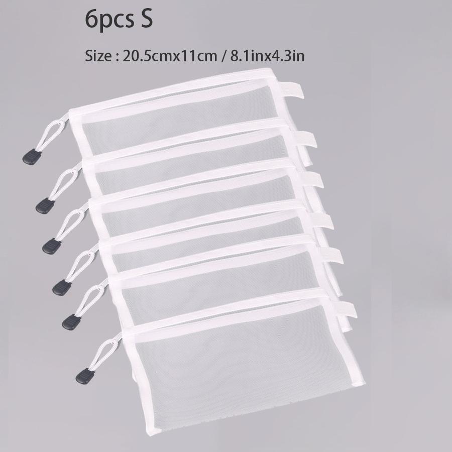 

6 Pcs Zipper Nylon Mesh Pouch, Mesh Cosmetic Bags Makeup Bags Pencil Case, Multipurpose Travel Bags for Cosmetic School Office