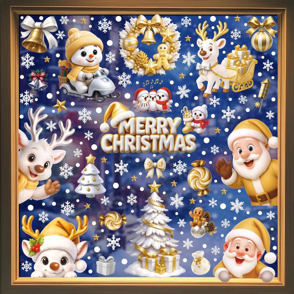 Christmas Window Stickers Xmas Tree House Snowflake Glass Decal Merry Christmas Decoration Home Navidad Gifts Noel