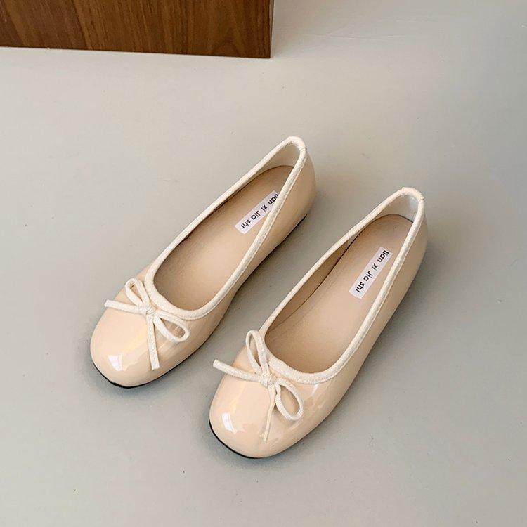 

Soft leather version~ French bow shallow mouth single shoes women s 2025 autumn new flat grandma shoes gentle evening shoes 40