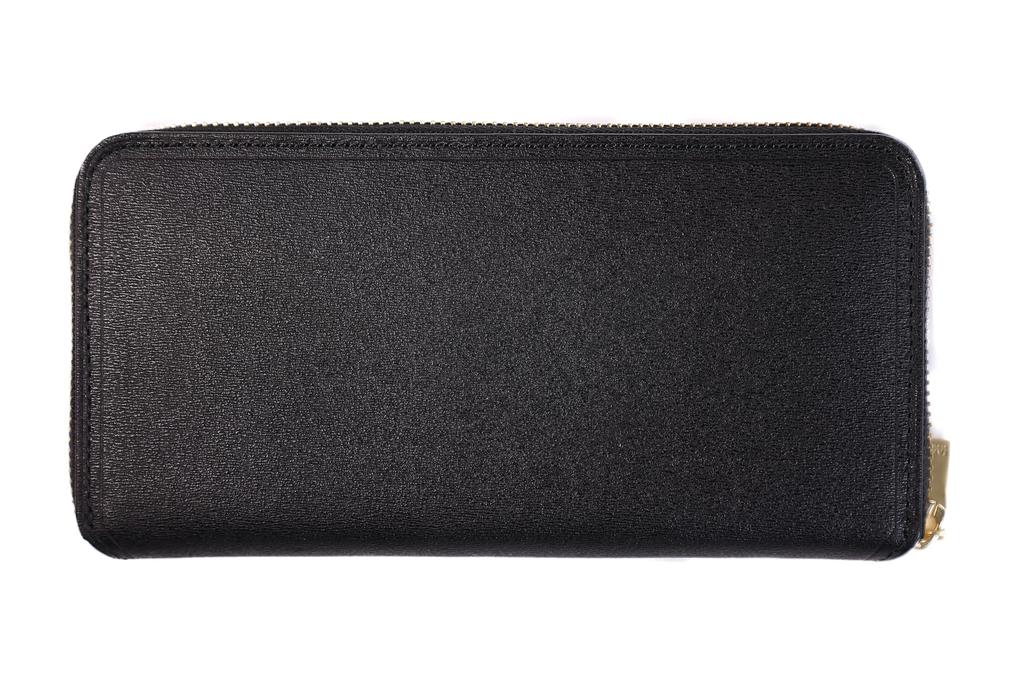 Long Wallet Genuine Leather 728616 Max Round Zipper Large Capacity Card Storage Cowhide Italian Leather Black x Gold [Takeokikuchi] Men's [NEW]