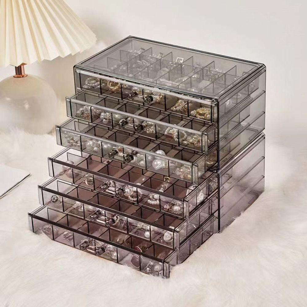 Large Capacity 72 Grids Jewelry Box Dustproof Jewelry Organizer  Dressing Table