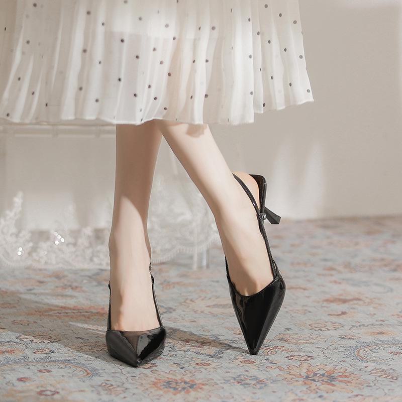 8369-5 Women's Closed Toe Stiletto High Heels - Summer 2023 Patent Leather Pointed Sandals