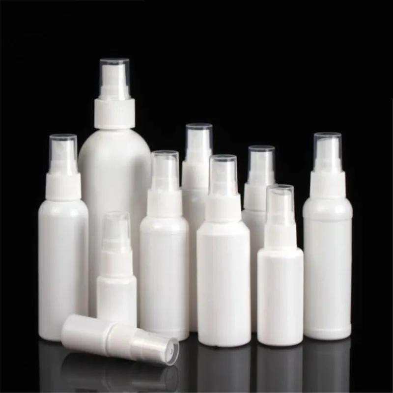 50PCS 10/20/30/50/100ml White PE Plastic Refillable Bottles Fine Mist Perfume Atomizer Mini Empty Spray Bottle Alcohol Bottle