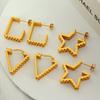 European and American Retro Hong Kong Wind Titanium Steel Square Triangle Star High Texture Women's Earrings Star Earrings