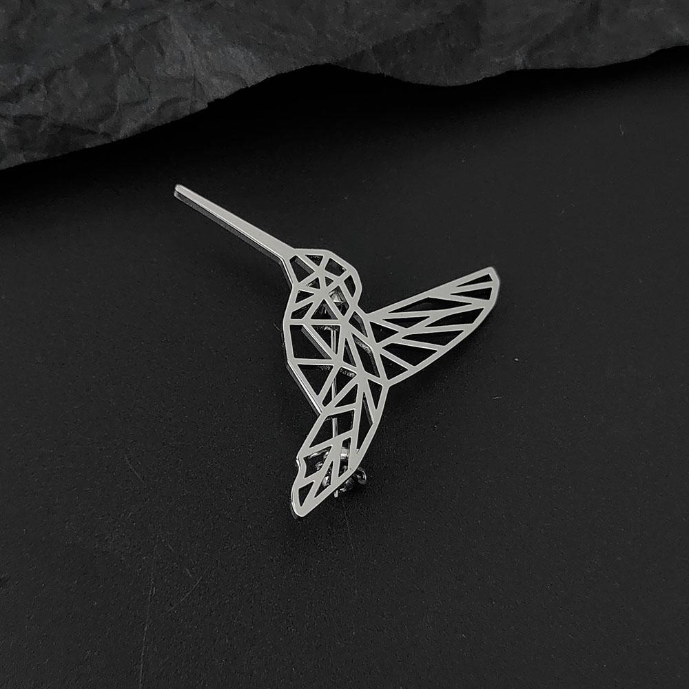 Stainless Steel Hummingbird Brooch Men Cute Animal Design Jewelry Wedding Men's Shirt Suit Badge Lapel Pins Accessory