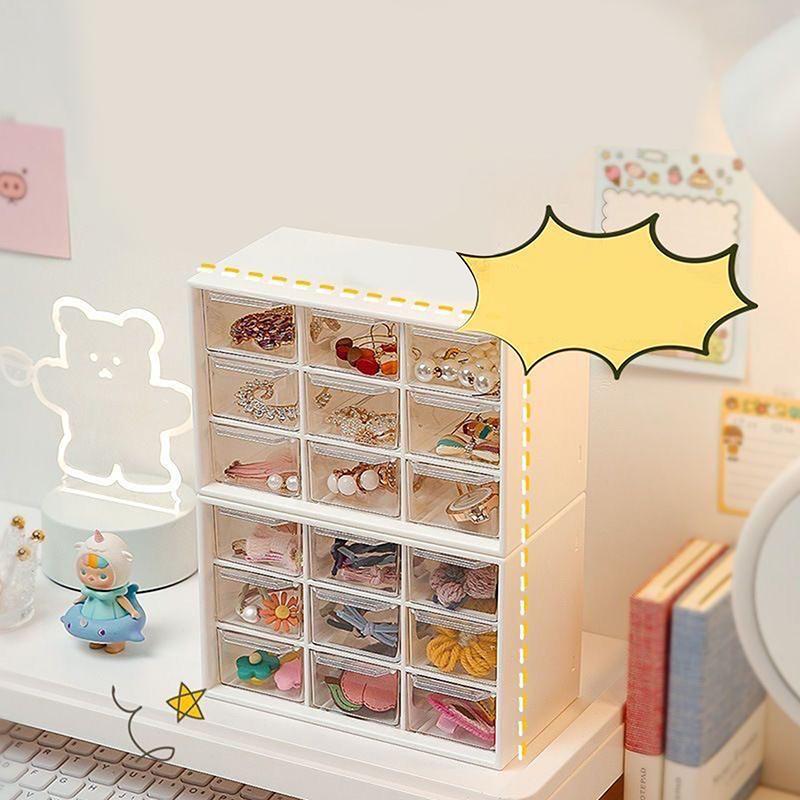 Plastic Earring Jewelry Organizer Drawers Boxes Mini Drawer Desktop Organizer Stationery Storage Transparent Storage Drawers