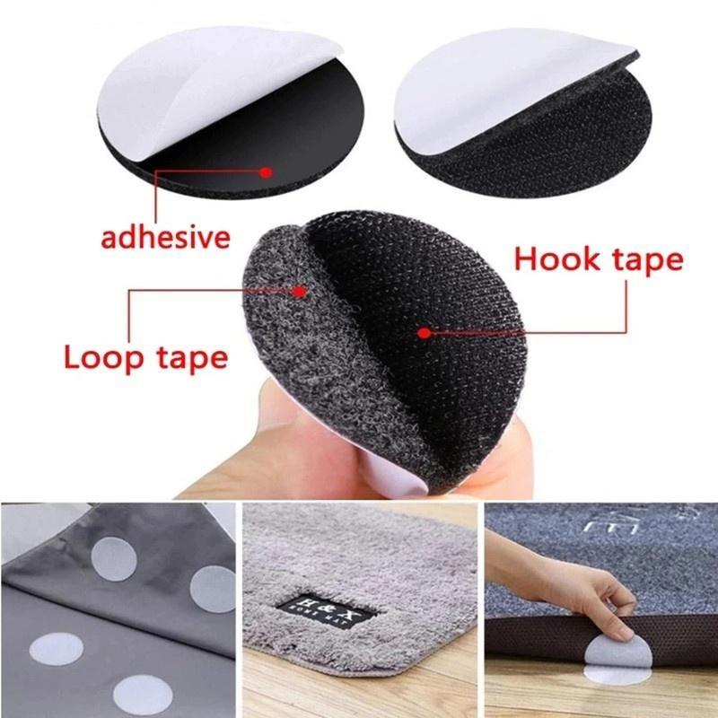 10 Stück starke selbstklebende Befestigungspunkte, Aufkleber, selbstklebendes Klettband für Bettlaken, Sofa, Matte, Teppich, Anti-Rutsch-Matte