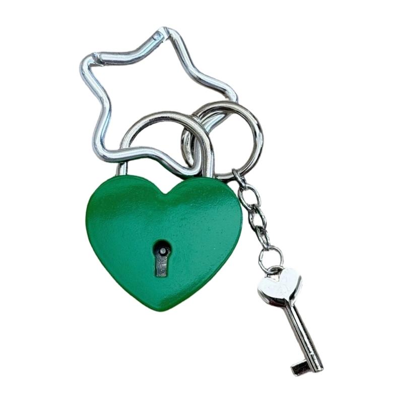 Practical Oversized Heart Lock Bag Charm With Star Clasp Stylish Bag Pendant Key Holder For Women Fashion Accessory