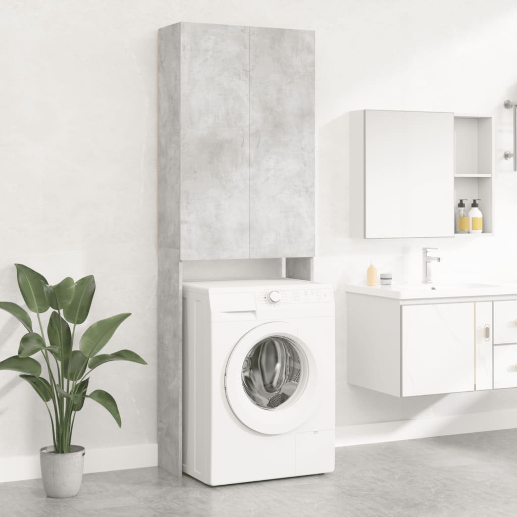 Vidaxl Washing Machine Cabinet, Concrete Grey, 64 X 25.5 X 190 Cm