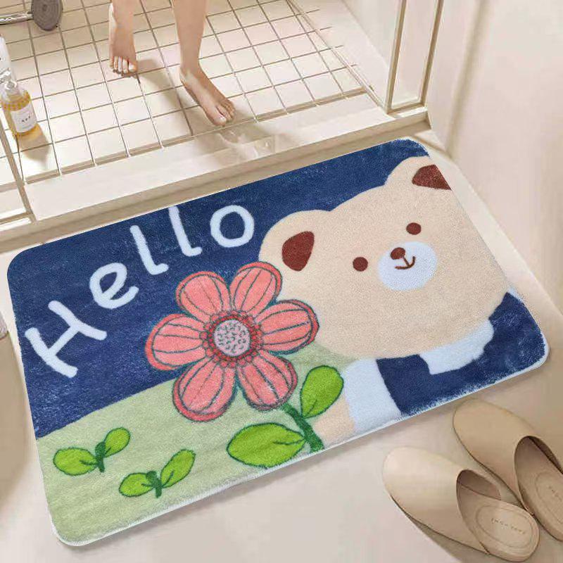 Cartoon Faux Cashmere Washable Door Mat - Dirt-resistant & Water-absorbing Bathroom Floor Mat