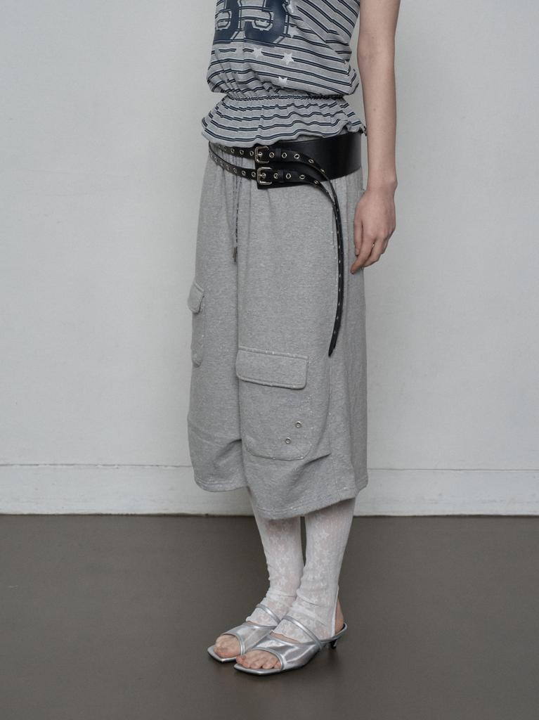 Setup Exe Punching Bermuda Sweatpants / Melange Gray