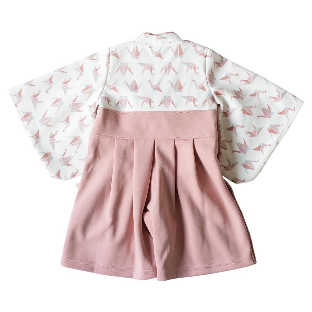 Mocmof Baby Hakama Romper, Short Sleeve Kimono for Girls, Open-Front, Red, Size 80, 622-356609