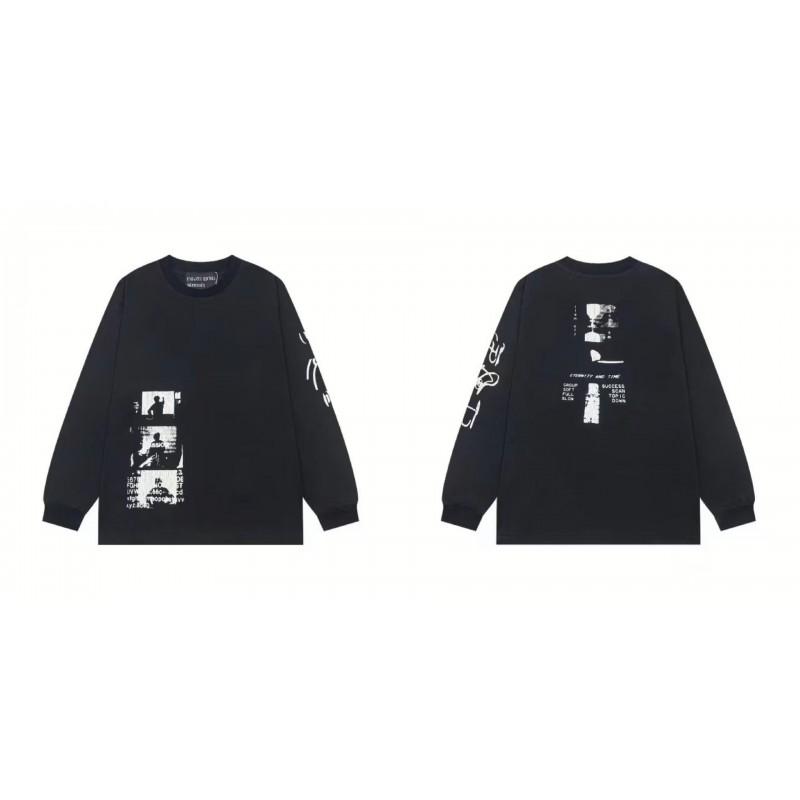 Washed Vintage Distressed Cotton Long Sleeve Tee Oversized Streetwear Style Men Casual Daily Wear