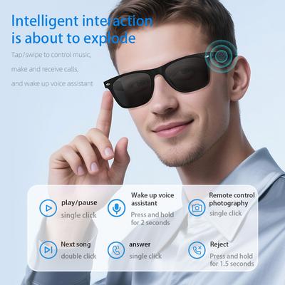 A01 AI Intelligent Translation Glasses 130 Languages Wireless Headset Sunglasses Built-in Mic Speakers Sports Driving Sunglasses