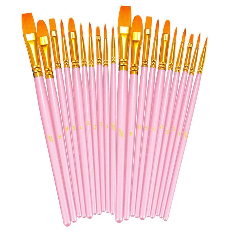 10-Piece Children's Paint Brush Set: Blue Handle Nylon Brushes for Acrylic, Watercolor, and Oil Painting