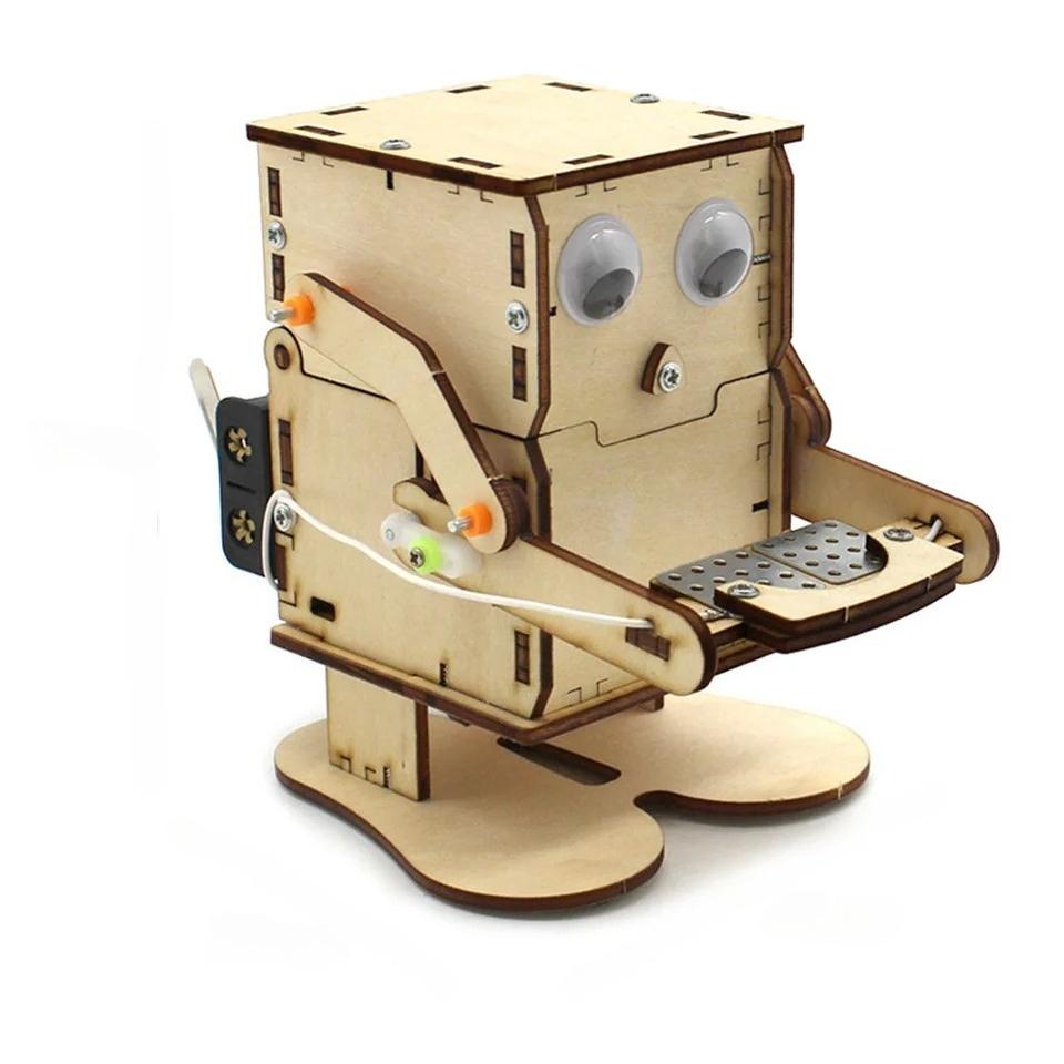 DIY Robot Eating Coin Model Science Experiment Assembly Toy for Kids Fun Educational STEM Project Kit Gift for School Learning