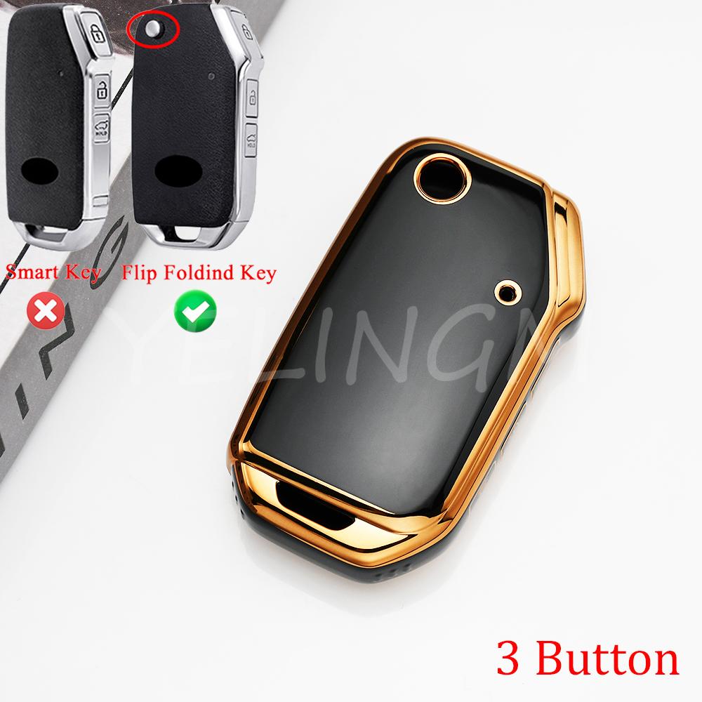3 Button Tpu Car Remote Flip For Kia Sportage Ceed Xceed Sports K5 Seltos     Key Case Cover Fob Keychain Shell