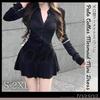 Toa Soa Mini Long Sleeve Mermaid Flared Polo Shirt with Collar Women's (2XL, Black)