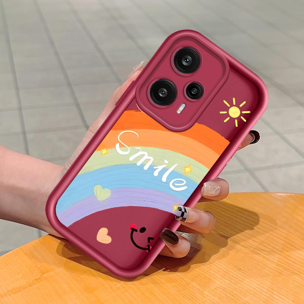 

Мягкий силиконовый квадратный чехол с рисунком лестницы для телефона, полное покрытие, противоударный защитный резиновый чехол для камеры для Xiaomi Redmi Redmi Note 13R 5G темно-красного