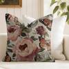 Rose and peony Cushion Cover Summer Linen Pillow Case Organic Fabric Cushion Cover DoubleSided Print Sofa Home Decor