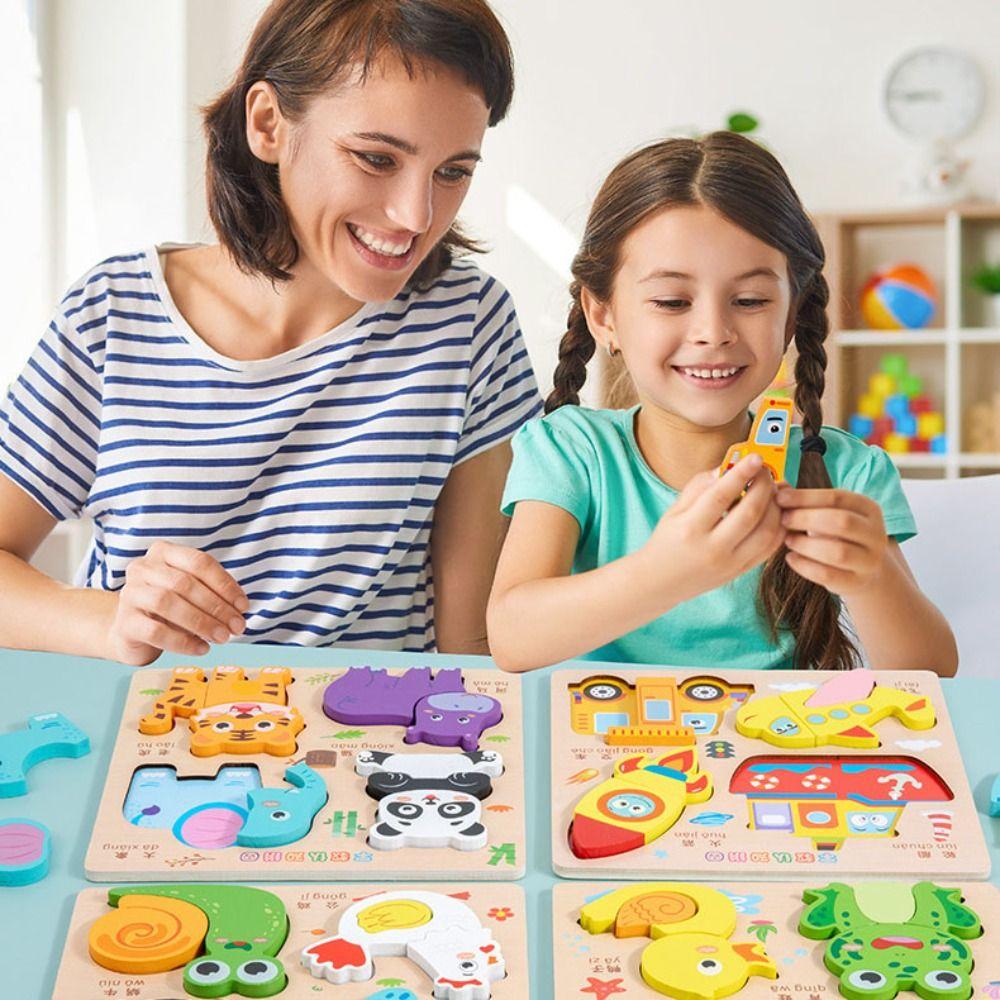 Pattern Cognitive 4 in 1 Puzzle Board Montessori Animal Traffic Jigsaw Toys Boys Girls