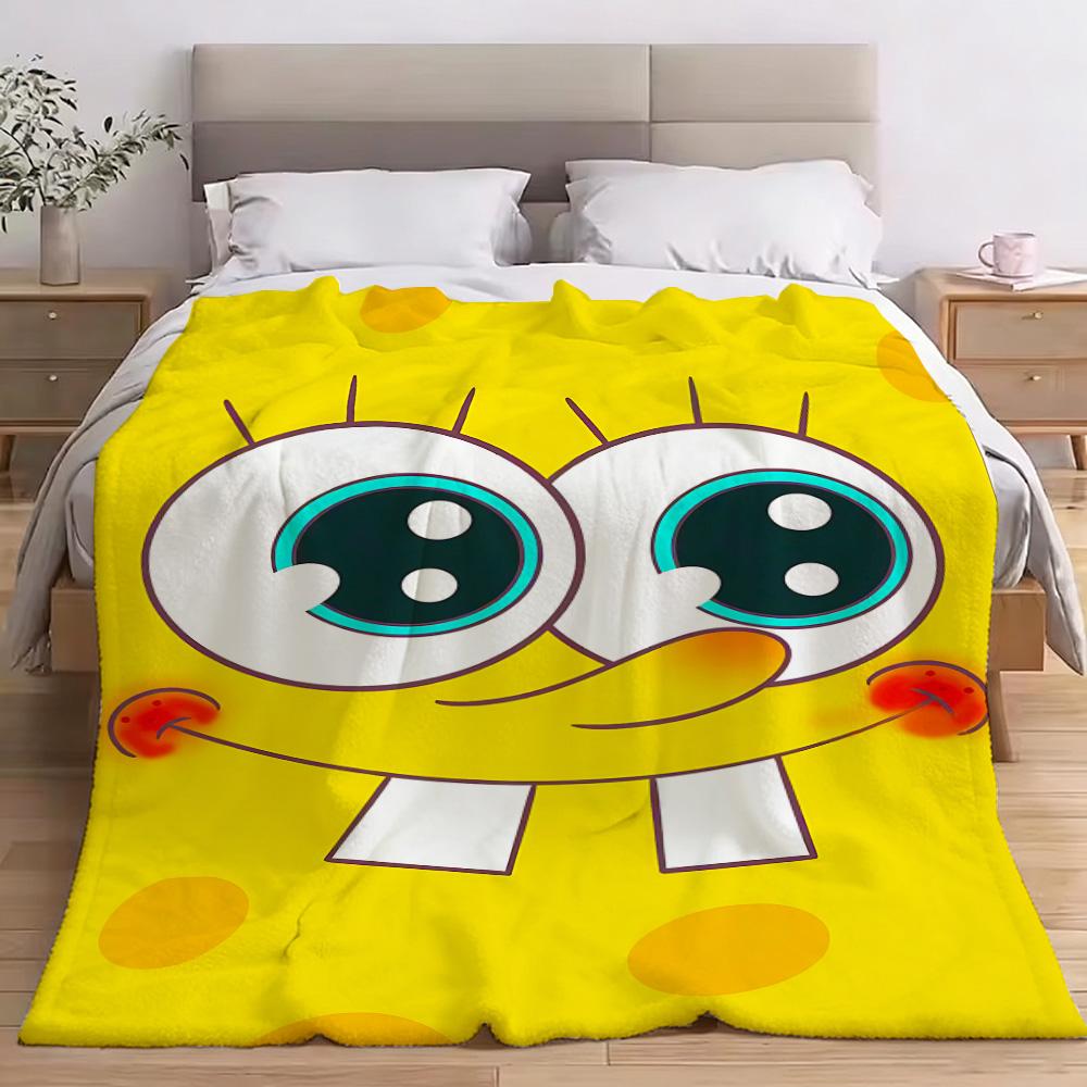 Fluffy Soft Blankets and S-SpongeBobes Picnic Blanket Summer Comforter Throw Blankets & Throws Home and Decoration Bedding Set