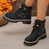 Fashion Fashion Retro Print Women Motorcycle Boots Casual Platform Work Boots Woman Outdoor Street Shoes British Leather Ankle Boots
