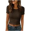 Women's Cropped Slim Fit Lace Collar Stretchy Top