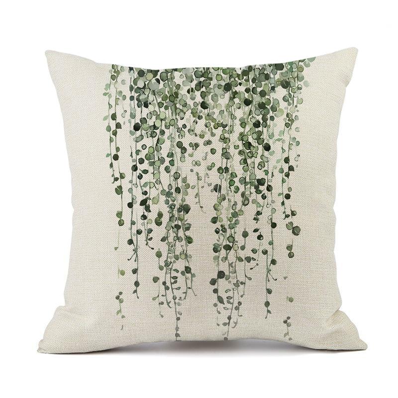 Watercolor Ink Painting Throw Pillow Cover 45X45Cm Minimalist Modern Tropical Plants Cushion Cover For Bed Couch Sofa Jaf094