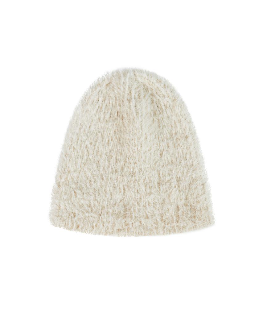 Bajal Va Brooch Soft Angora Beanie Cream