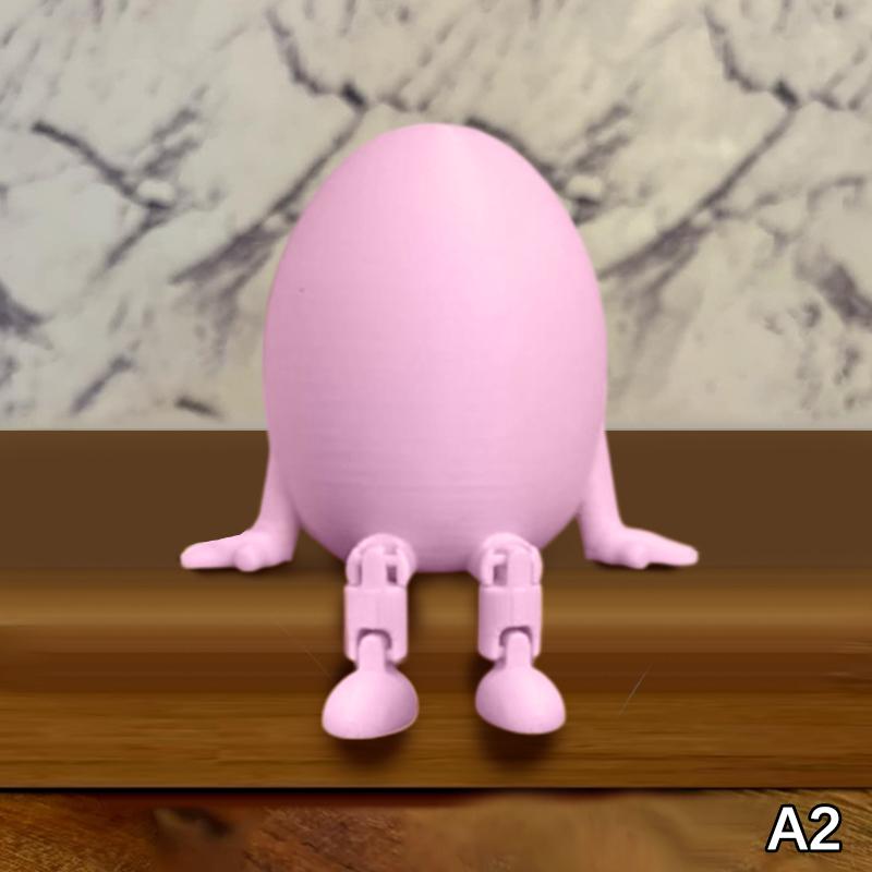 Articulated Bunny Egg Figurine Easter Decoration Movable Leg Joint Egg Statue Home Office Desktop Ornament And Gift