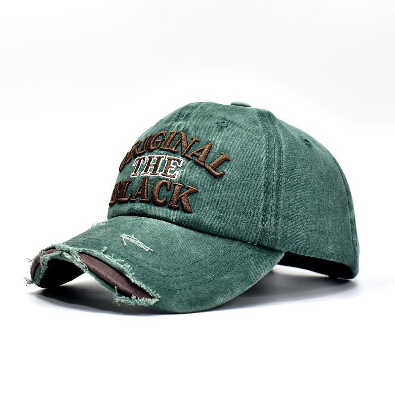 

Summer Sun Hat for Men and Women Washed Cotton Distressed Embroidered Letter Baseball Cap Unisex Adjustable зелений