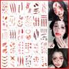 Halloween Makeup: Horror Scars, Fake Teeth, Little Tiger Teeth, and Blush Tattoo Stickers for Party Decoration