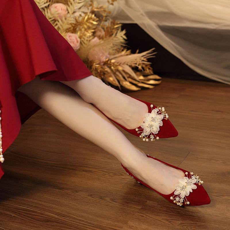 Fashion New Women Pumps Wedding High Heels Shoes Comfortable Lightweight Sole Non-Slip ) Floral Patterned Strapless Sandals Formal