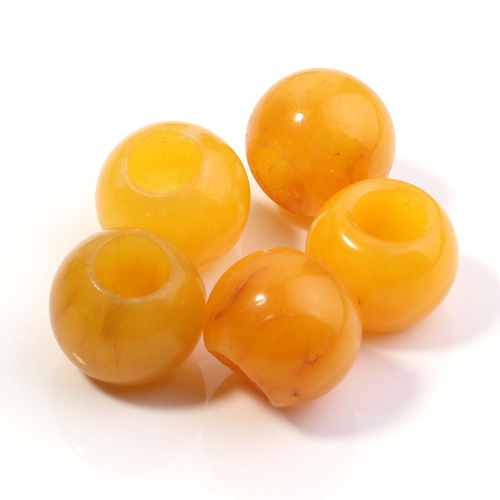 5pcs/lot Natural Stone Big Hole Beads Agate Jade Tiger Eye Turquoise Loose Beads For DIY Handmade Bracelet Earrings Accessories