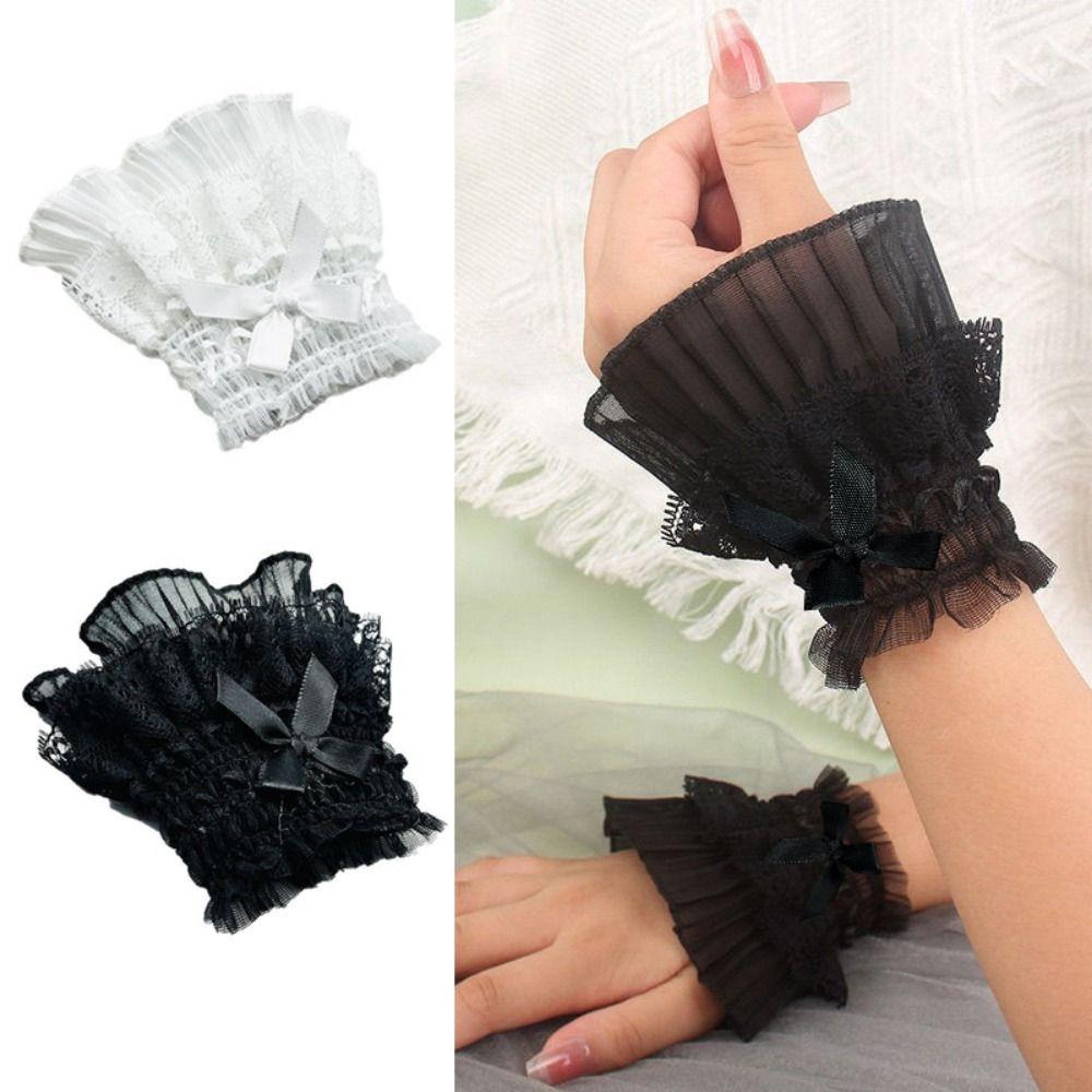 1Pair Costume Accessory Detachable Sleeves Cuffs Solid Color Fake Sleeves Cuffs  Daily Accessory