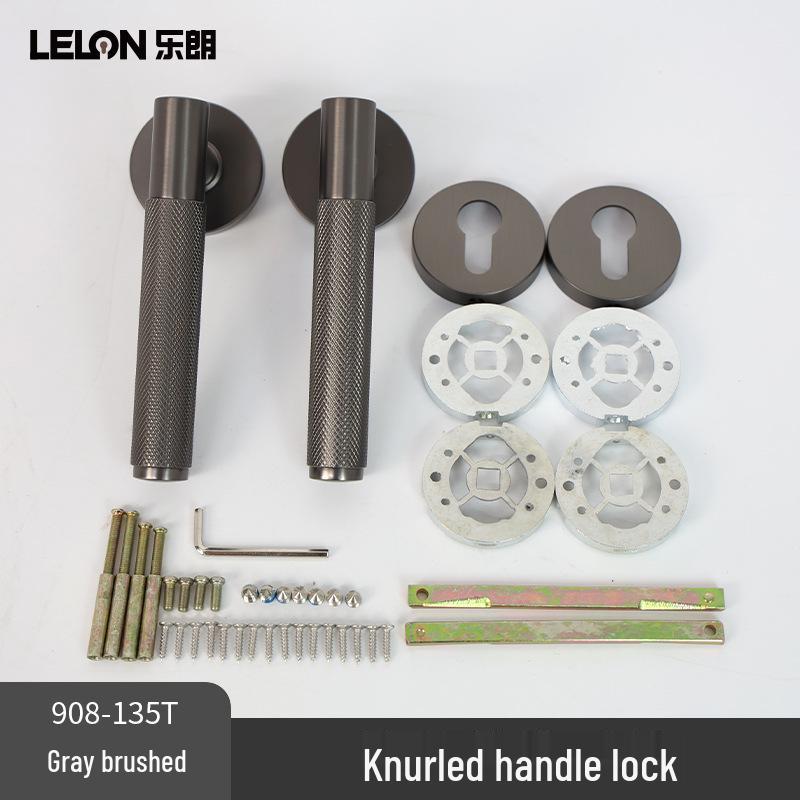 American Style Solid Gold Bedroom Door Lock with Knurled Handle