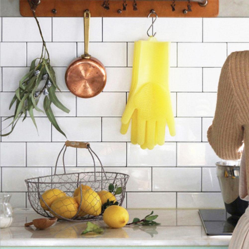 Magic Silicone Rubber Dish Washing Gloves Eco-Friendly Scrubber Cleaning Sponge