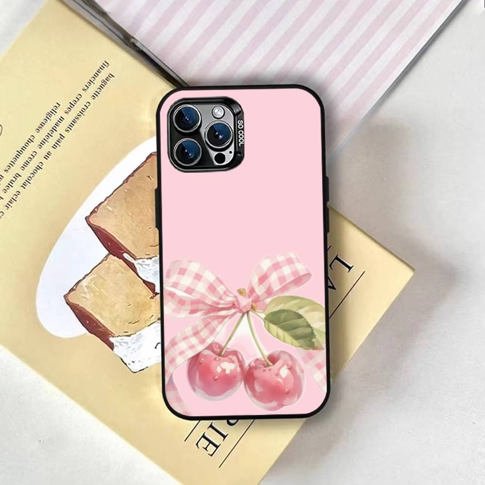 pink bows Phone Case For iPhone 17,16,15,14,13,12,11 Plus,Pro Max,XS,Colored Silver Plated Inside Cover iPhone16plus