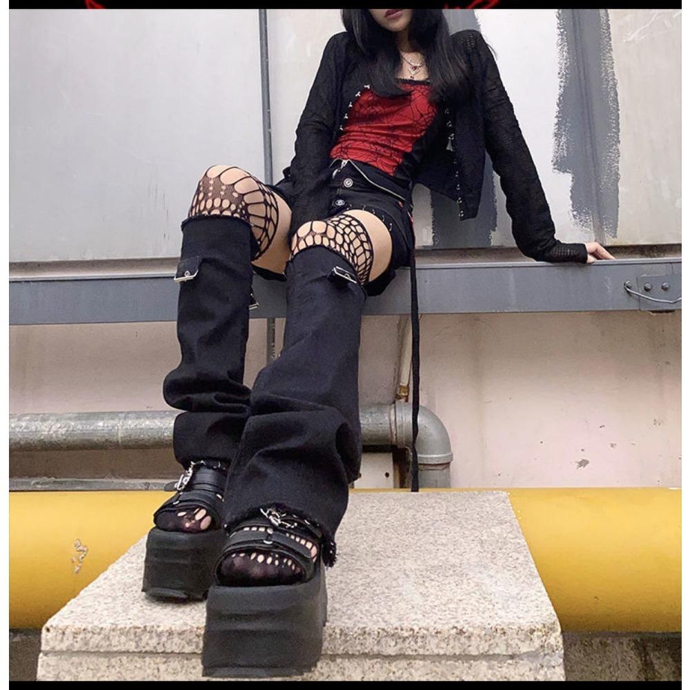 Spice Girl Beautiful Legs Net Red Knee Socks Sexy Suspenders Pantyhose Women's Japanese Black Jk Socks High Tube Hollow Net Socks Thin