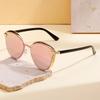 New Ins Popular Cat Eye Sunglass Women Brand Designer Polarized Oval Mirror Sun Glasses for Ladies Party Shopping Eyeglasses