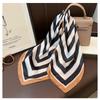Korean Style Green Geometric Stripe Silk Scarf Women Summer Sun Protection Shawl Multi Functional Headscarf