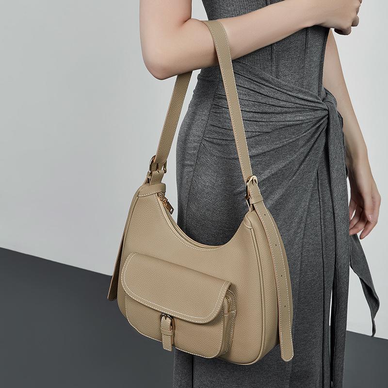 Underarm Tote Bag Large-capacity Saddle Bag Genuine Leather Single-shoulder Women's Bag Commuting Bag for Work