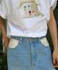 RONRON Floral Lined Wide Denim Pants Light Blue