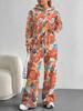 Flowers European, American Autumn and Winter Casual Long-sleeved Suit Women's Hooded Sweater Trousers Two-piece Set