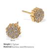 Stainless Steel Sequined Stud Earrings Jewelry Light Luxury High-End Earrings Female Moon Crown Shape Stud Earrings