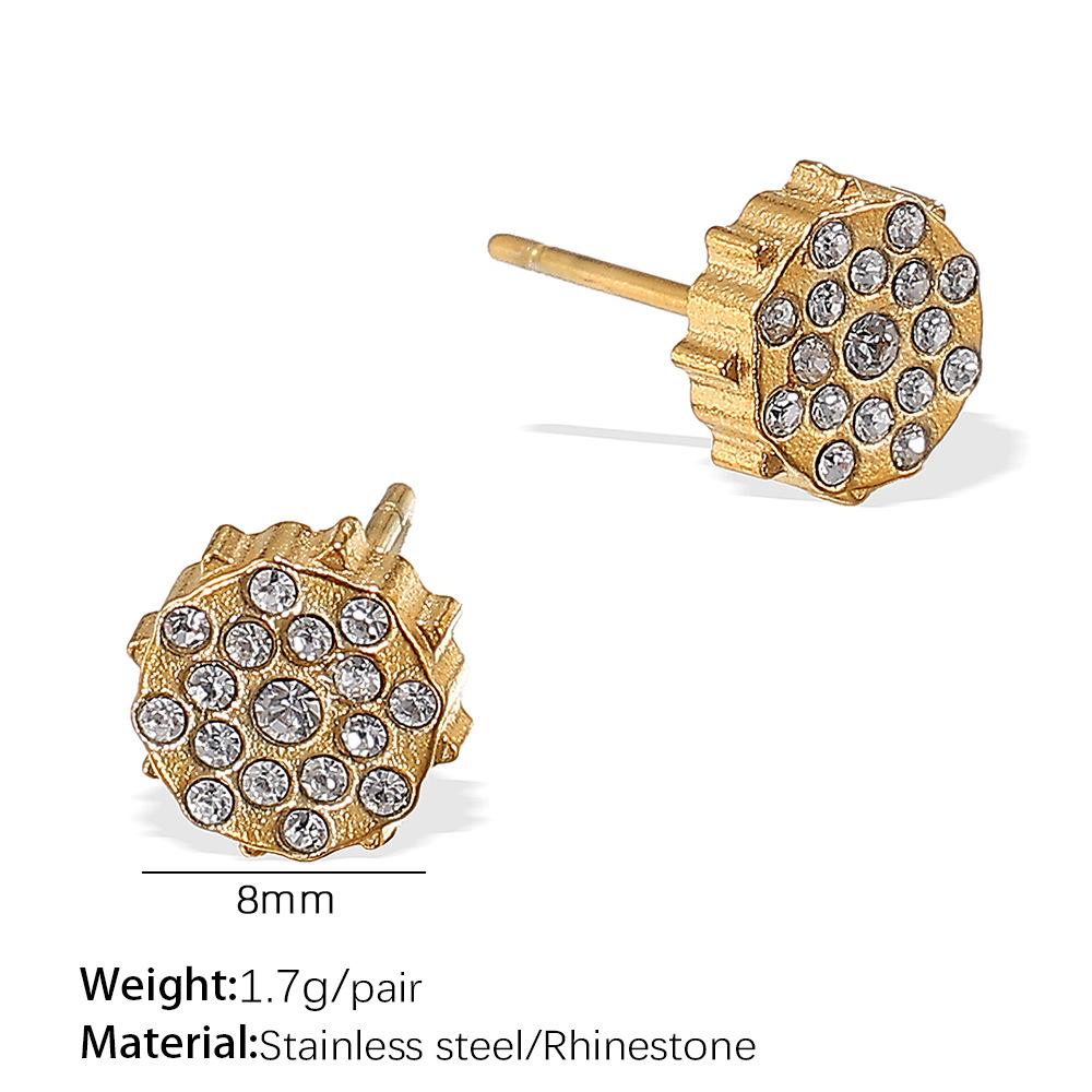 Stainless Steel Sequined Stud Earrings Jewelry Light Luxury High-End Earrings Female Moon Crown Shape Stud Earrings